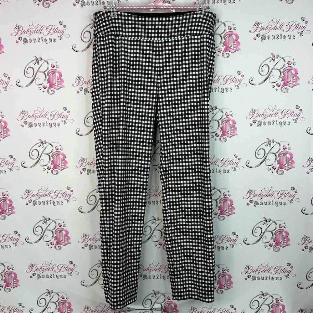 S.C.&CO. Pants plaid checkered picnic Black and White Gingham Pants
